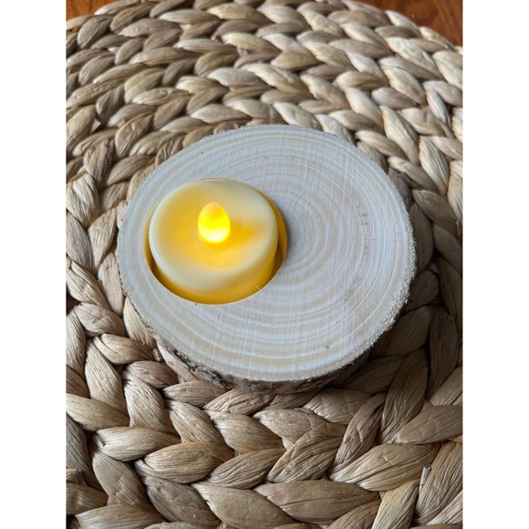 Handmade Hanging Macrame Plant Hanger with Wood Plank Tea Light Holder - Picture 5 of 7